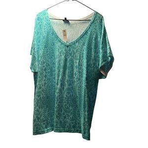 Women's  Lightweight Sweater V-Neck Talbots Size Large Green Paisley Print NWT